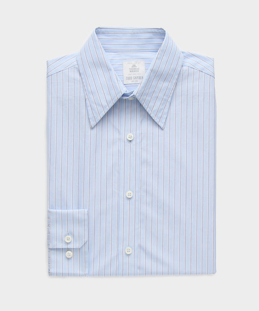 Todd Snyder Poplin Long Point Collar Dress Shirt in Blue stripe Blue