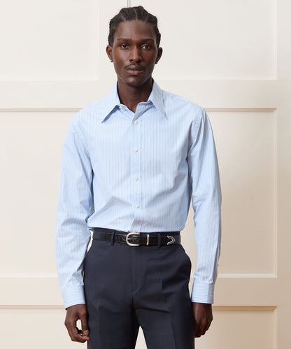 Todd Snyder Poplin Long Point Collar Dress Shirt in Blue stripe Blue