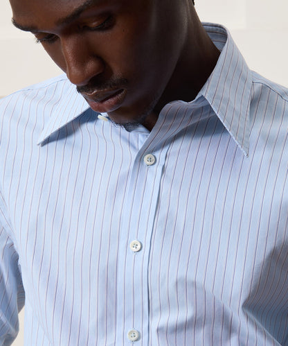 Todd Snyder Poplin Long Point Collar Dress Shirt in Blue stripe Blue
