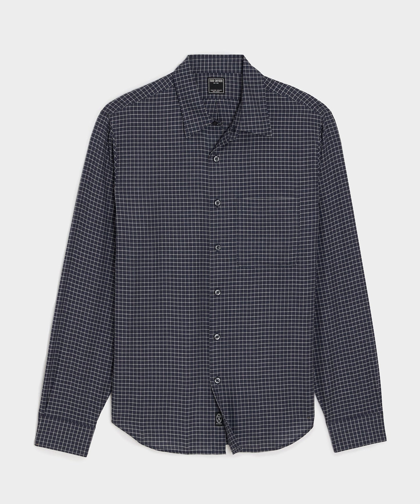 Todd Snyder Portuguese Cotton-Cashmere Sport Shirt in Navy Windowpane Navy