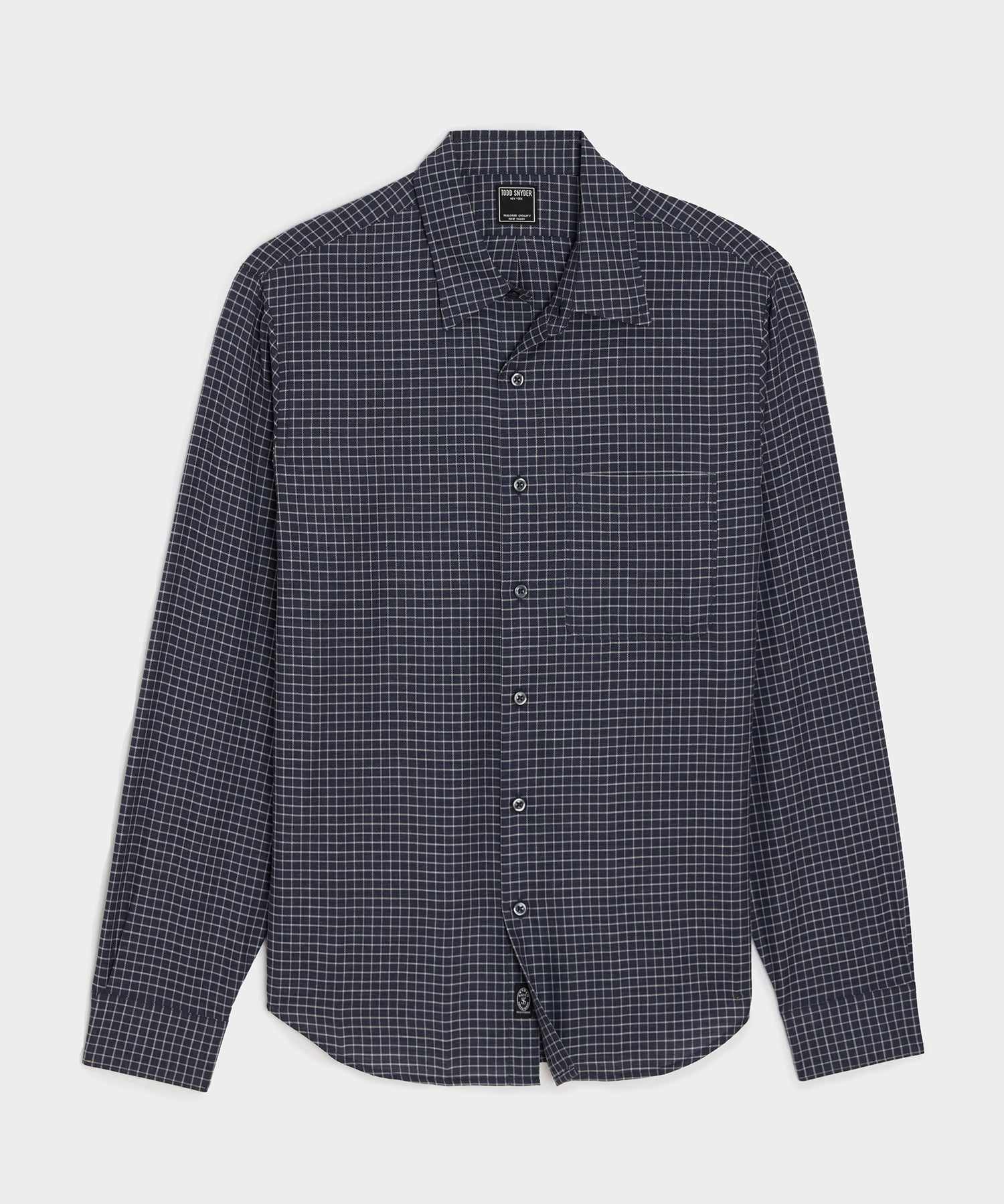 Todd Snyder Portuguese Cotton-Cashmere Sport Shirt in Navy Windowpane Navy