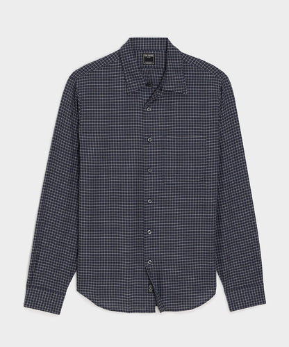Todd Snyder Portuguese Cotton-Cashmere Sport Shirt in Navy Windowpane Navy