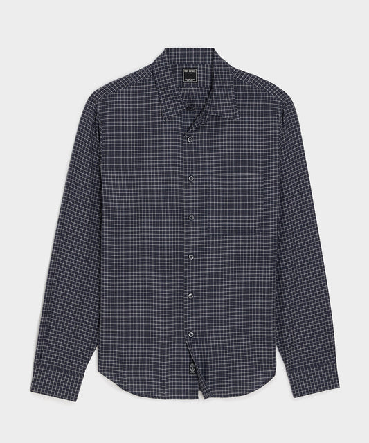 Todd Snyder Portuguese Cotton-Cashmere Sport Shirt in Navy Windowpane Navy
