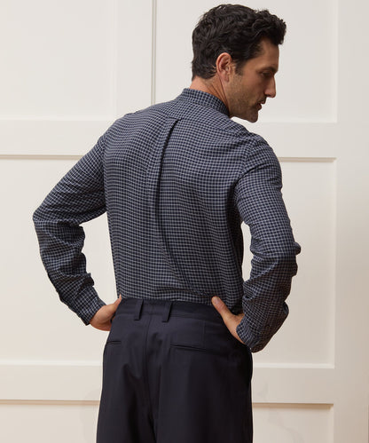 Todd Snyder Portuguese Cotton-Cashmere Sport Shirt in Navy Windowpane Navy
