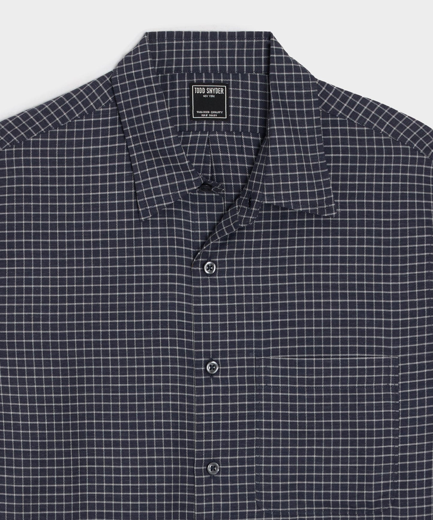 Todd Snyder Portuguese Cotton-Cashmere Sport Shirt in Navy Windowpane Navy