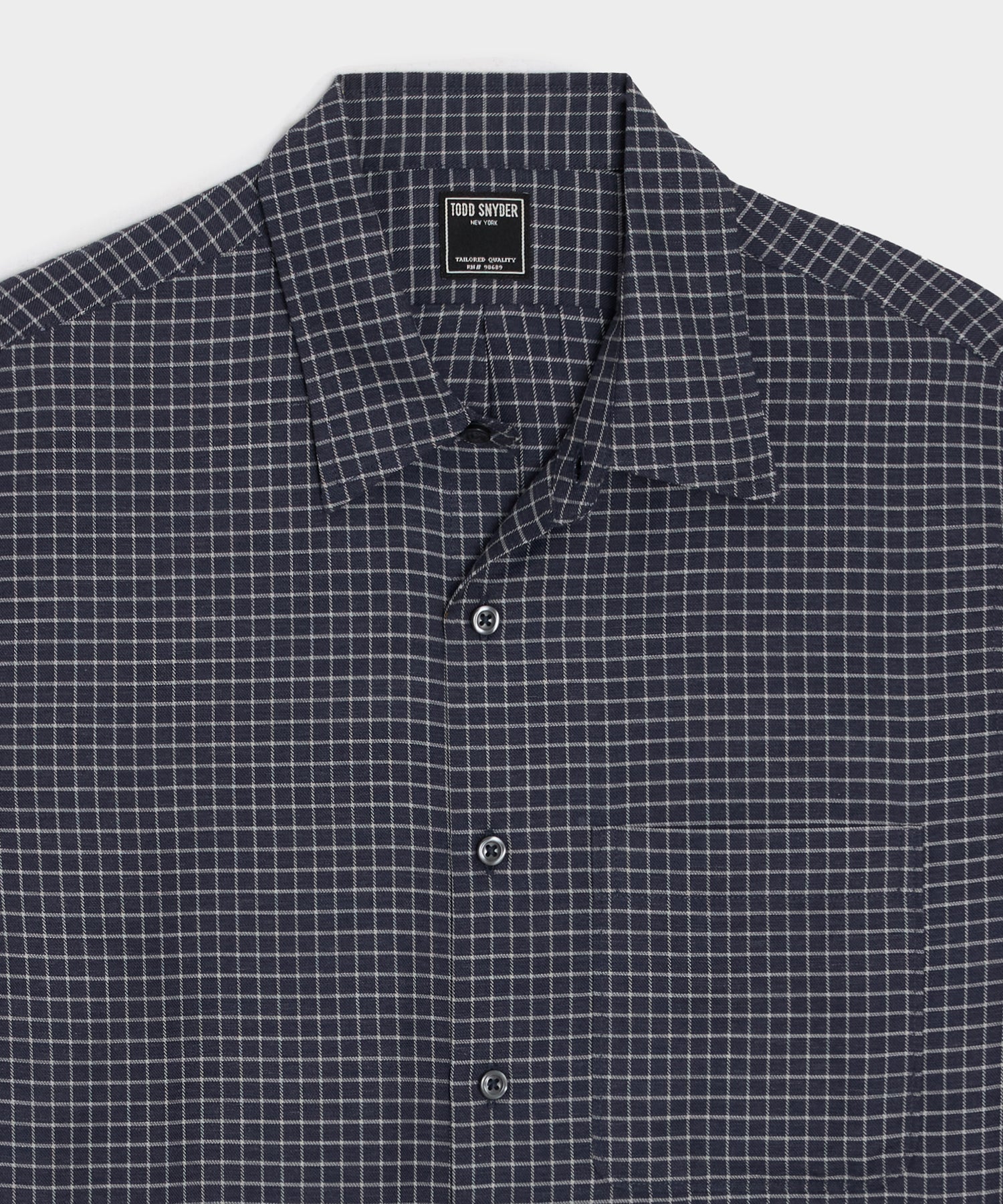 Todd Snyder Portuguese Cotton-Cashmere Sport Shirt in Navy Windowpane Navy