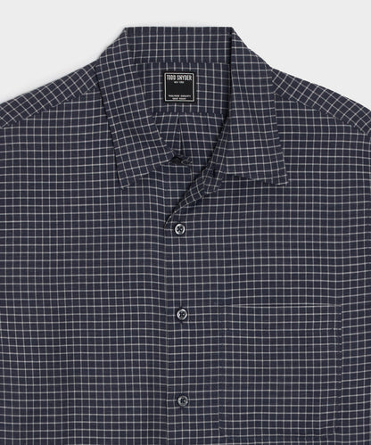 Todd Snyder Portuguese Cotton-Cashmere Sport Shirt in Navy Windowpane Navy