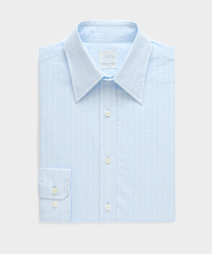 Todd Snyder Seersucker Long Point Collar Dress Shirt in Blue Blue