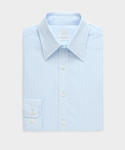 Todd Snyder Seersucker Long Point Collar Dress Shirt in Blue Blue