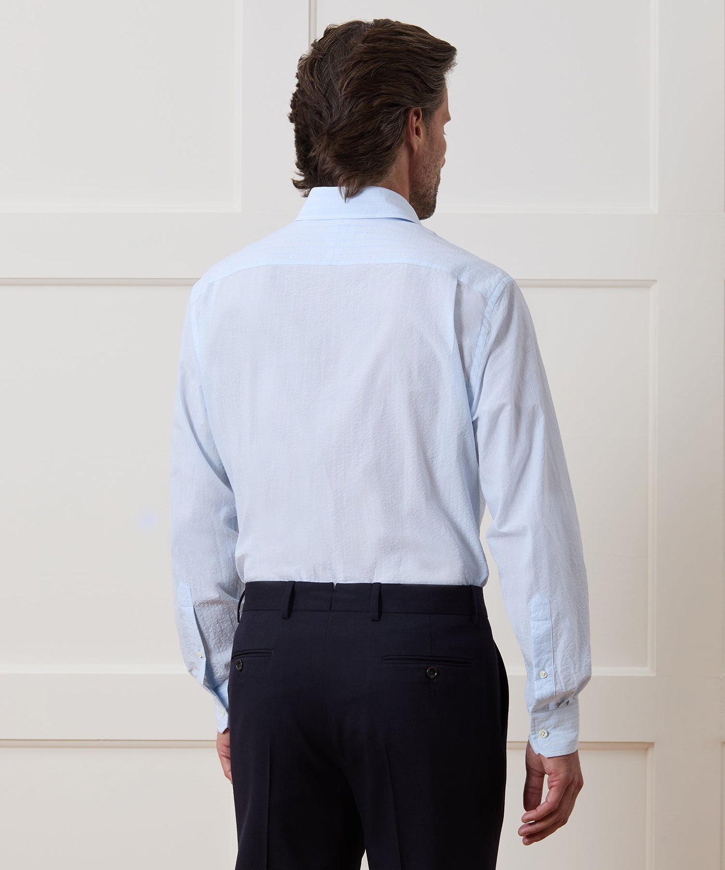 Todd Snyder Seersucker Long Point Collar Dress Shirt in Blue Blue