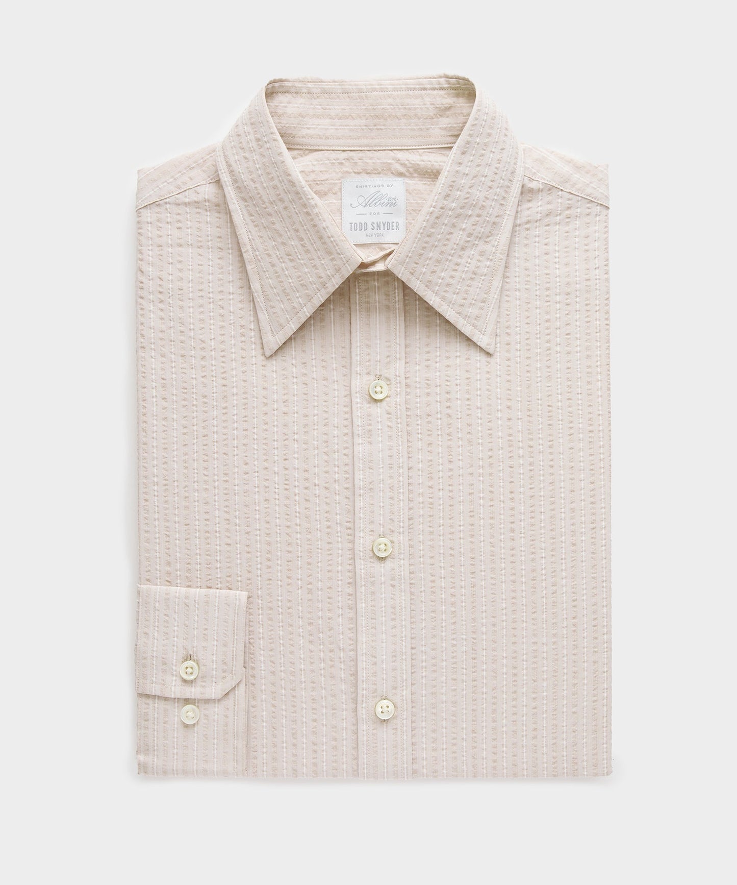 Todd Snyder Seersucker Long Point Collar Dress Shirt in Beige Beige
