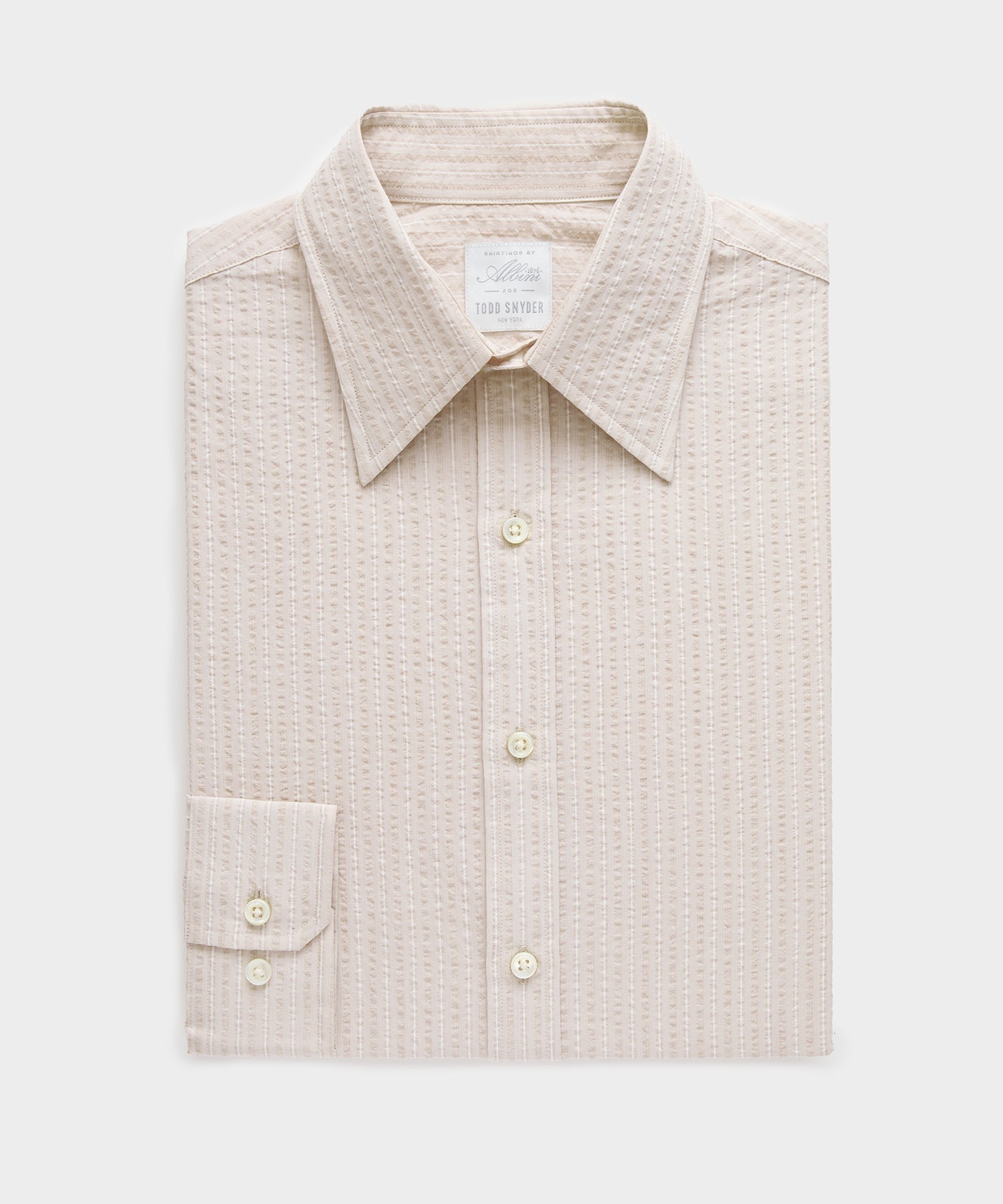 Todd Snyder Seersucker Long Point Collar Dress Shirt in Beige Beige
