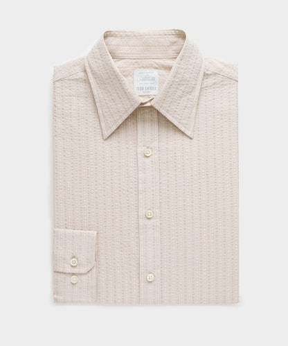 Todd Snyder Seersucker Long Point Collar Dress Shirt in Beige Beige