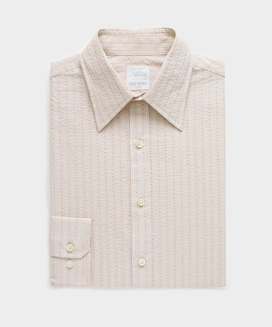 Todd Snyder Seersucker Long Point Collar Dress Shirt in Beige Beige