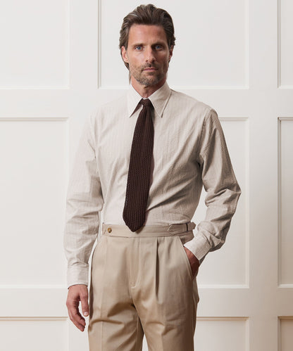 Todd Snyder Seersucker Long Point Collar Dress Shirt in Beige Beige