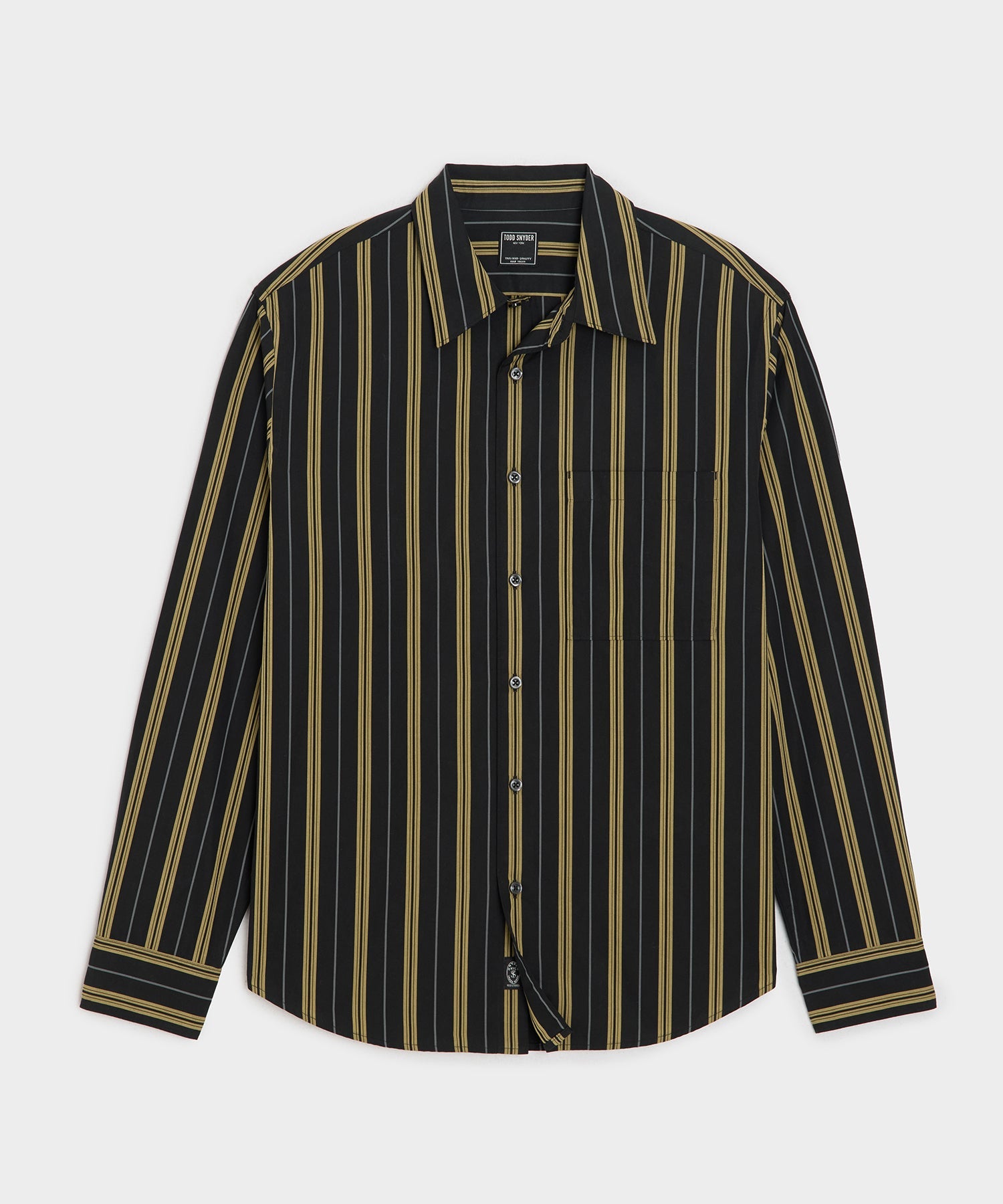 Todd Snyder Poplin Big Shirt in Black Stripe Black