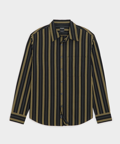 Todd Snyder Poplin Big Shirt in Black Stripe Black