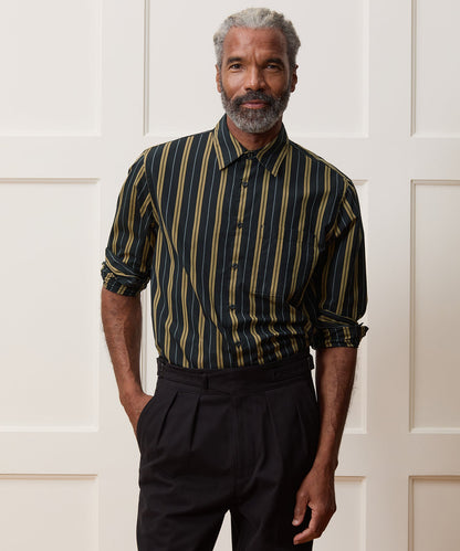 Todd Snyder Poplin Big Shirt in Black Stripe Black