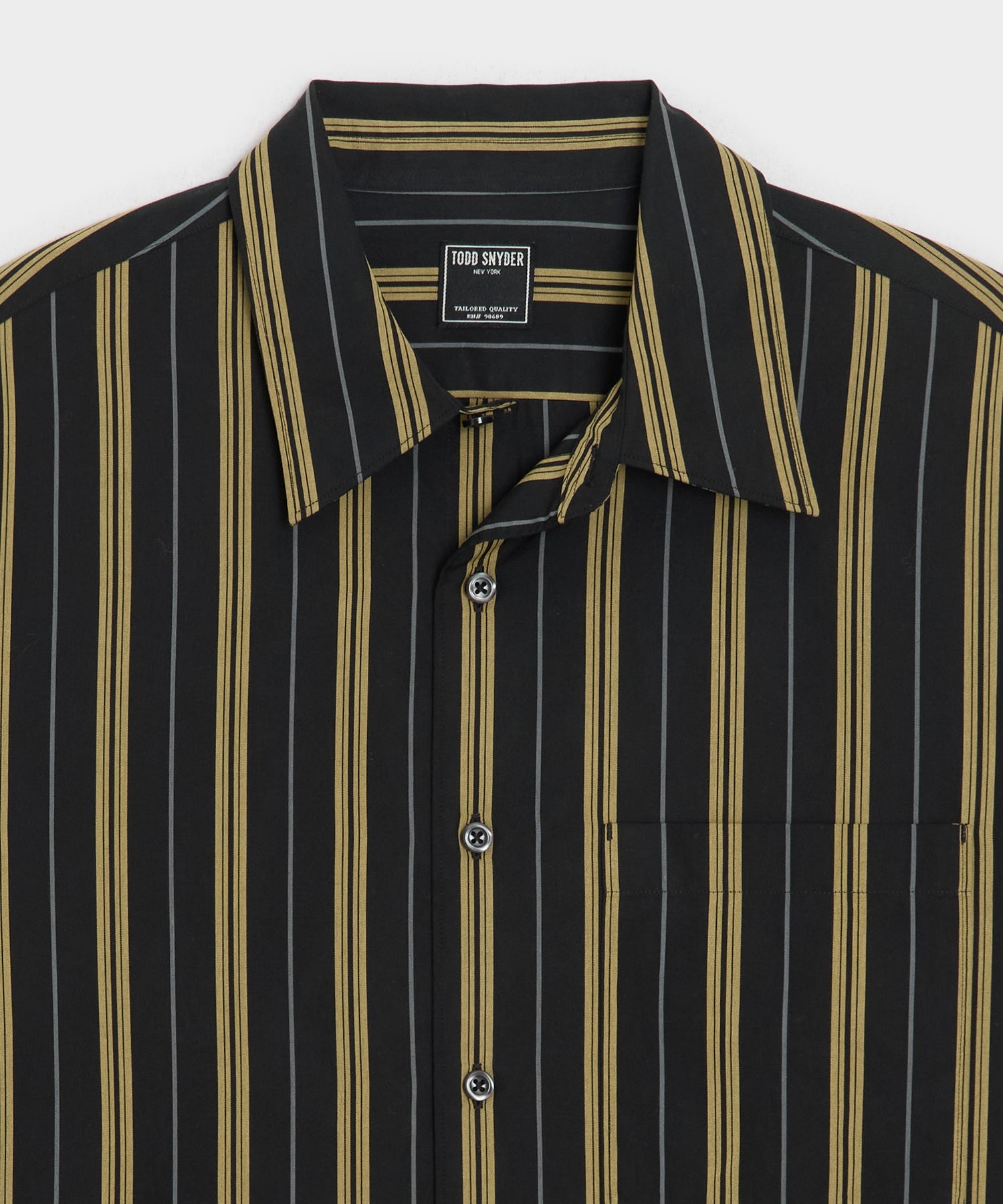Todd Snyder Poplin Big Shirt in Black Stripe Black