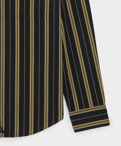 Todd Snyder Poplin Big Shirt in Black Stripe Black