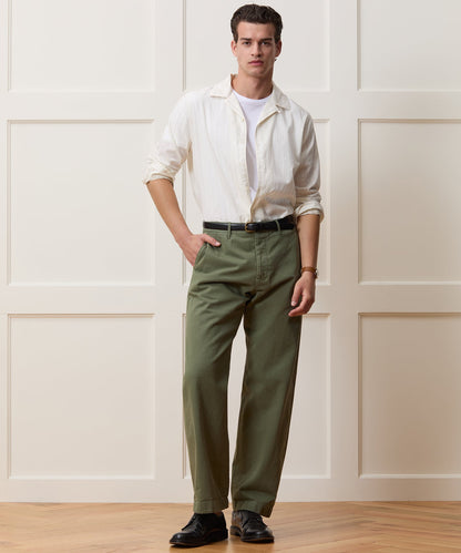 Todd Snyder Brushed Poplin Camp Collar Shirt in White Stripe White