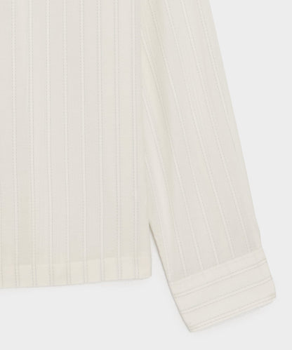 Todd Snyder Brushed Poplin Camp Collar Shirt in White Stripe White