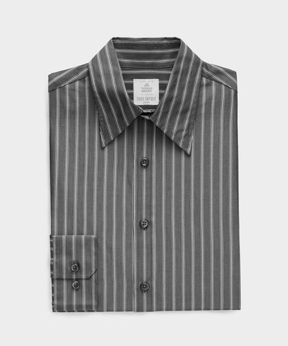 Todd Snyder Long Point Collar Dress Shirt in Faded Black Stripe Faded Black