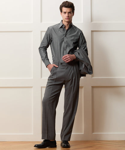 Todd Snyder Long Point Collar Dress Shirt in Faded Black Stripe Faded Black