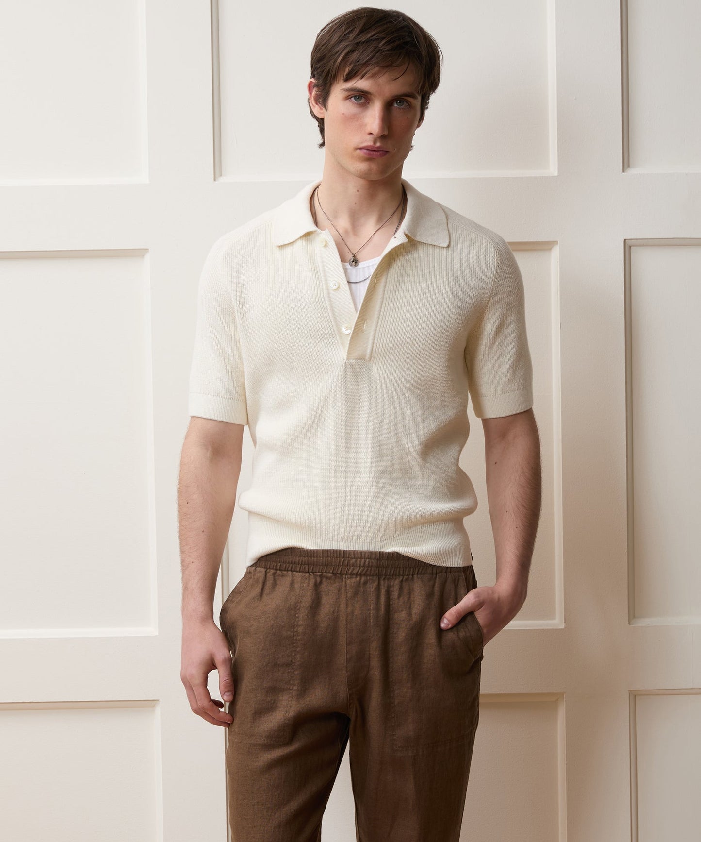 Todd Snyder Beechwood Sweater Polo in Bisque Bisque