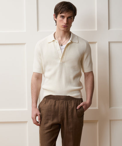 Todd Snyder Beechwood Sweater Polo in Bisque Bisque