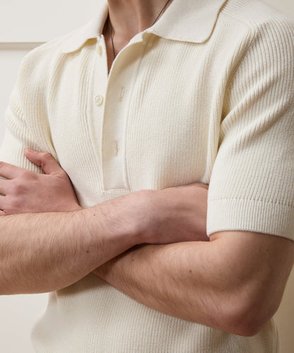 Todd Snyder Beechwood Sweater Polo in Bisque Bisque