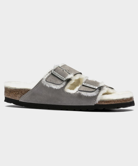 Todd Snyder Birkenstock Arizona Shearling Sandal in Stone Grey