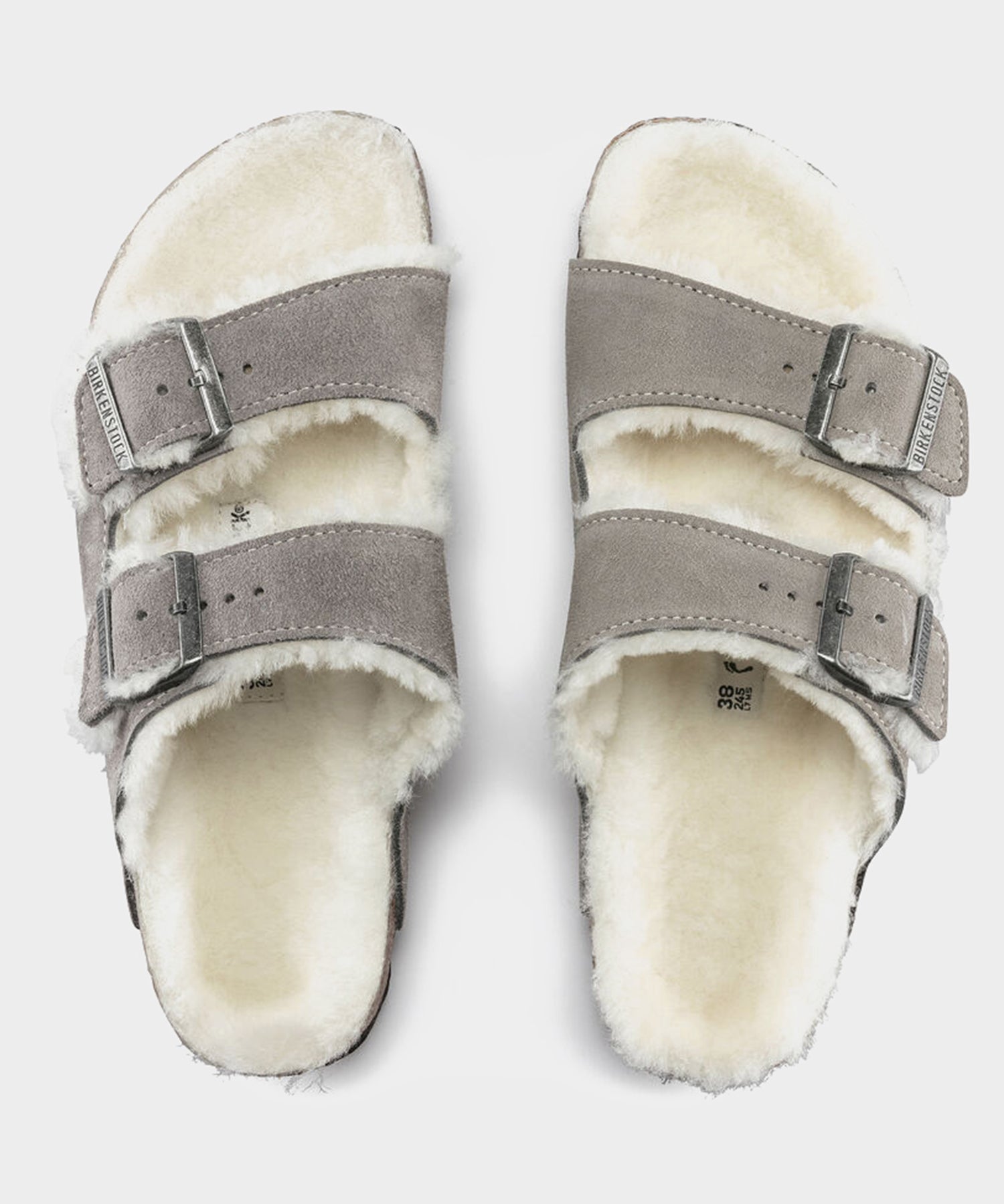 Todd Snyder Birkenstock Arizona Shearling Sandal in Stone Grey