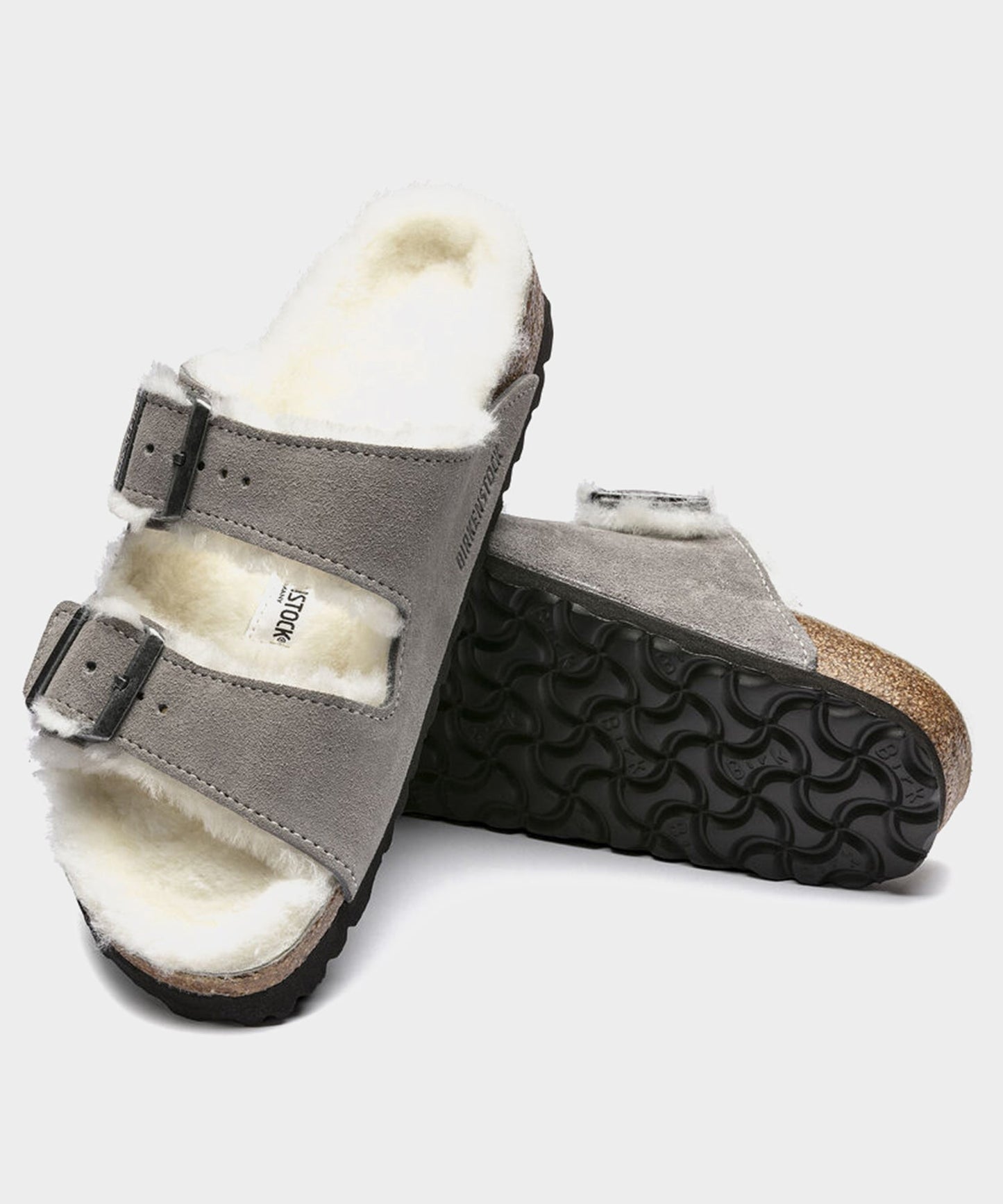 Todd Snyder Birkenstock Arizona Shearling Sandal in Stone Grey
