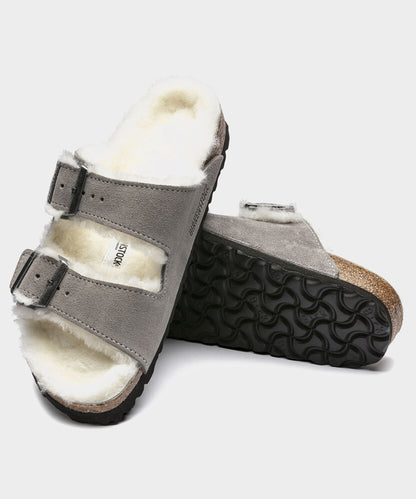 Todd Snyder Birkenstock Arizona Shearling Sandal in Stone Grey