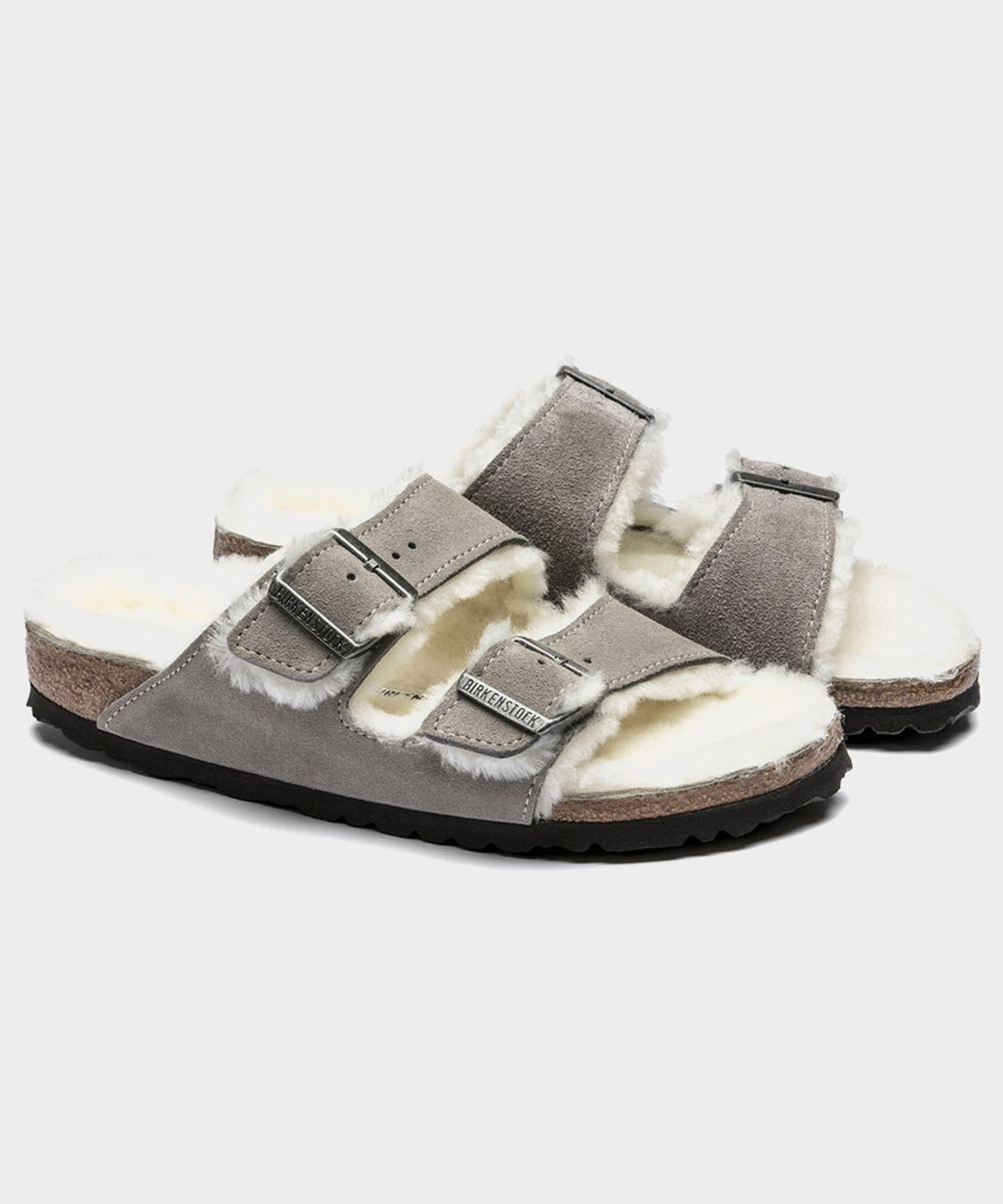 Todd Snyder Birkenstock Arizona Shearling Sandal in Stone Grey
