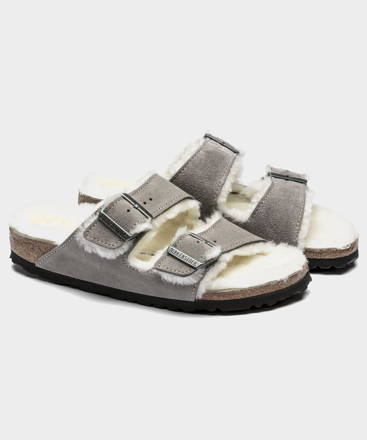 Todd Snyder Birkenstock Arizona Shearling Sandal in Stone Grey