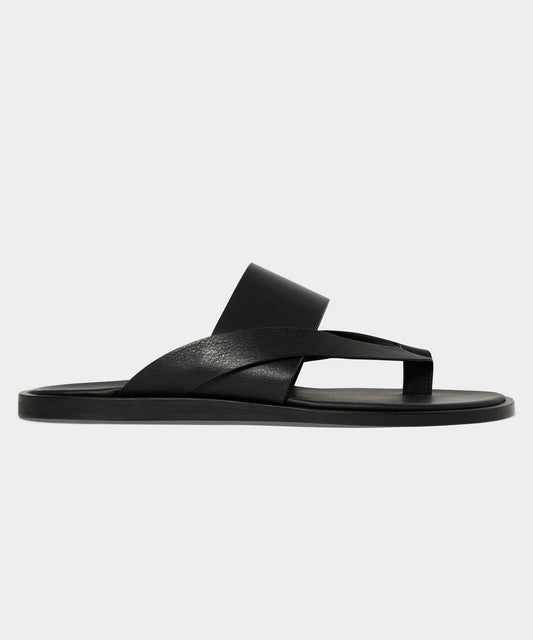 Todd Snyder Porto Leather Crossover Sandal in Black Black