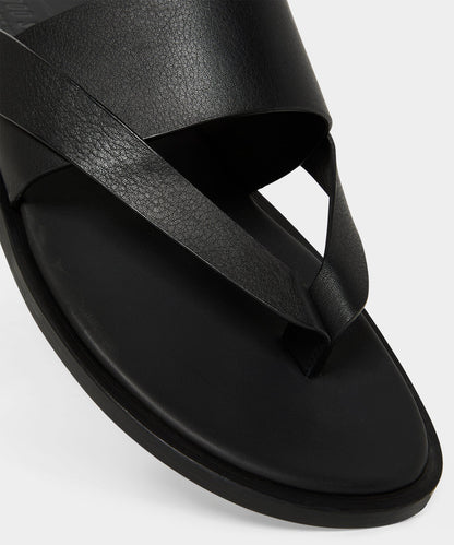 Todd Snyder Porto Leather Crossover Sandal in Black Black
