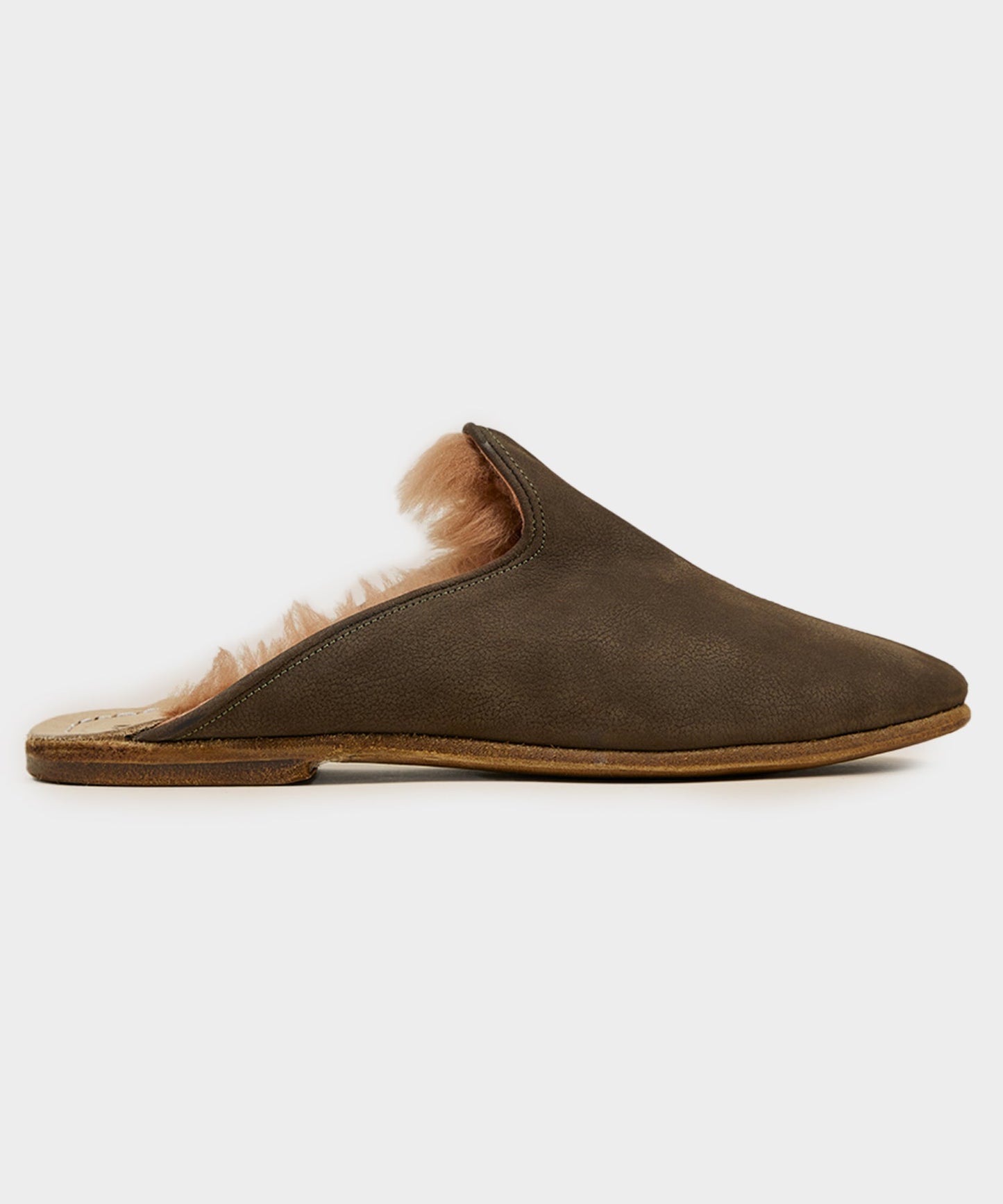 Todd Snyder Sabah Baba Shearling Slide in Big Bend Olive