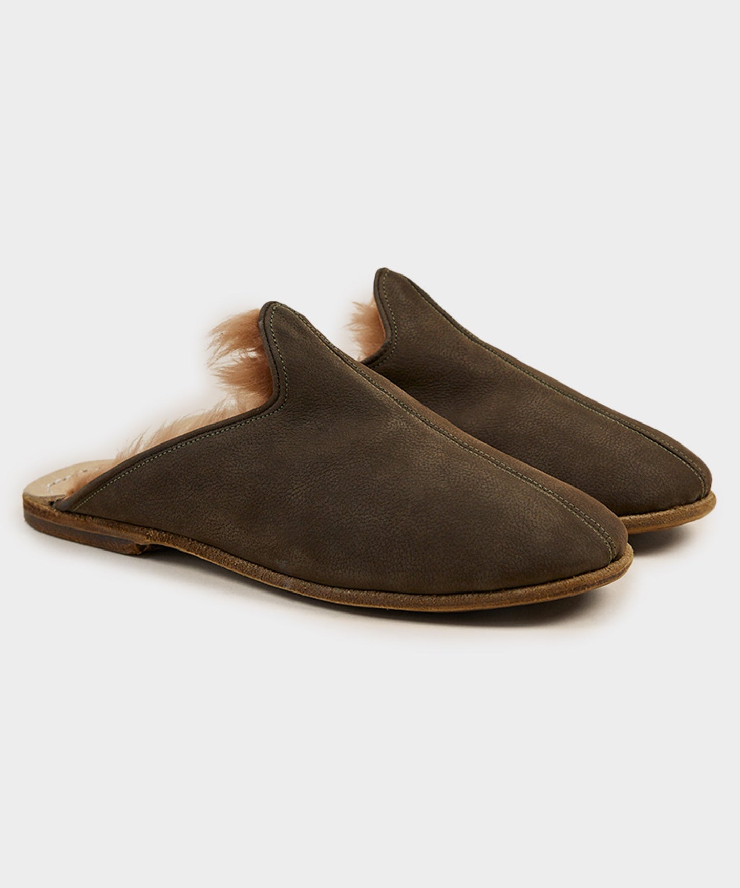 Todd Snyder Sabah Baba Shearling Slide in Big Bend Olive