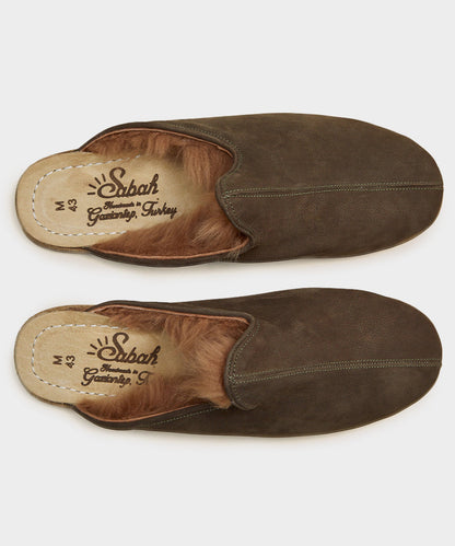 Todd Snyder Sabah Baba Shearling Slide in Big Bend Olive