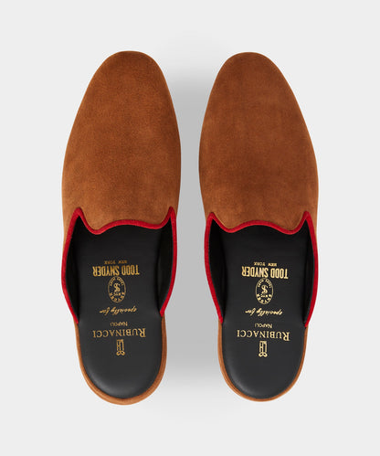 Todd Snyder Rubinacci Suede House Slipper in Tobacco Tobacco