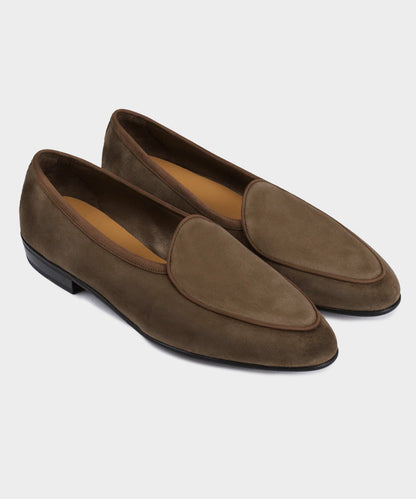 Todd Snyder Baudoin & Lange Suede Sagan Loafer in Olive Olive