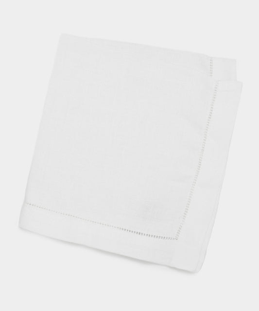 Todd Snyder Italian Linen Ajour Edge Pocket Square White