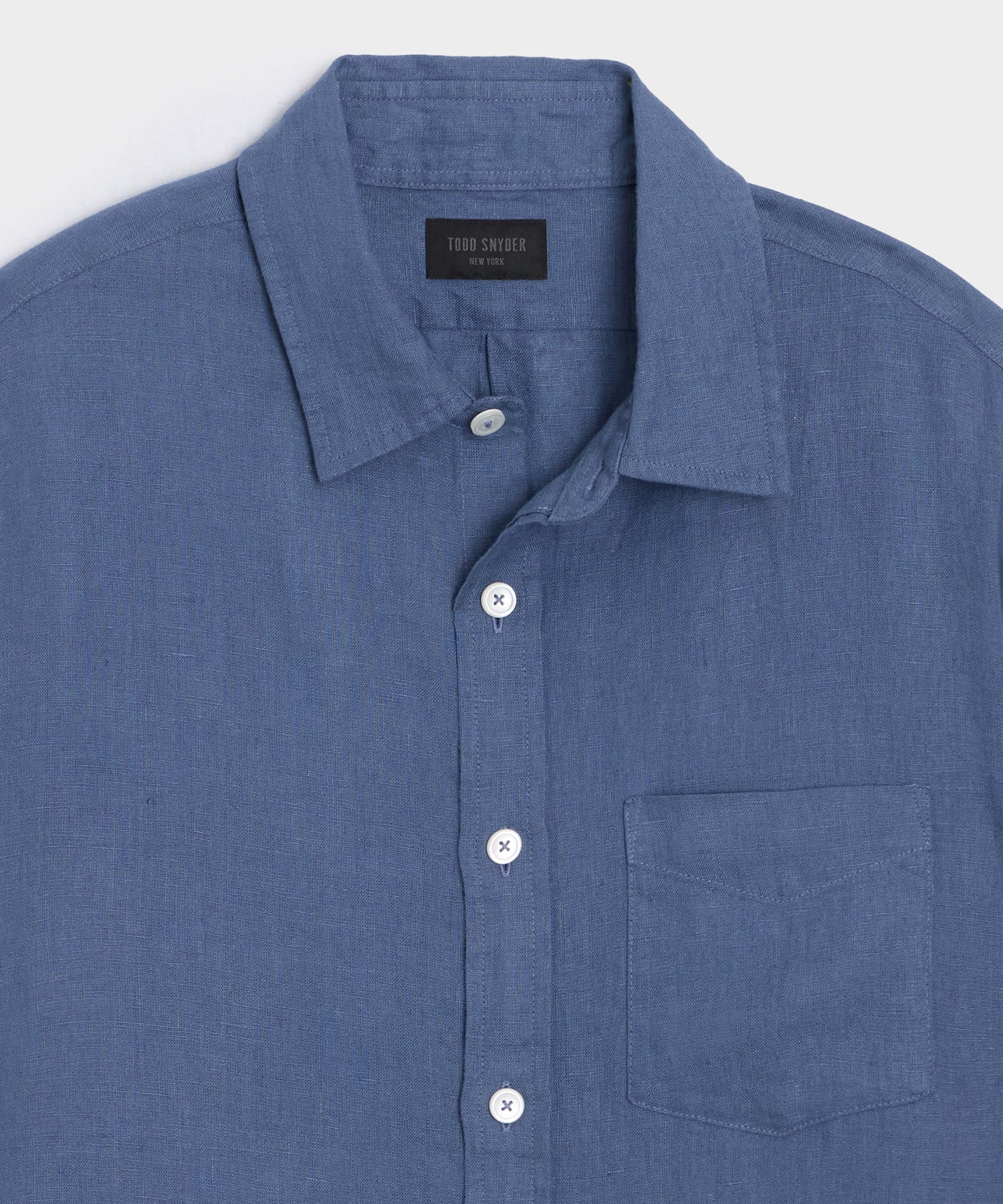 Todd Snyder Slim Sea Soft Irish Linen Point Collar Shirt in Denim Blue Denim Blue