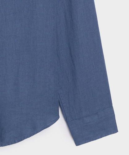 Todd Snyder Slim Sea Soft Irish Linen Point Collar Shirt in Denim Blue Denim Blue