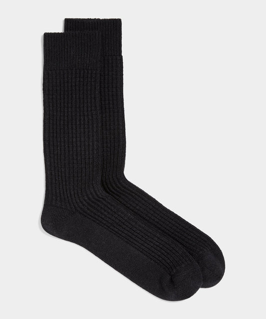 Todd Snyder Cotton Waffle Sock in Black Black
