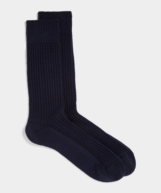 Todd Snyder Cotton Waffle Sock in Navy Navy