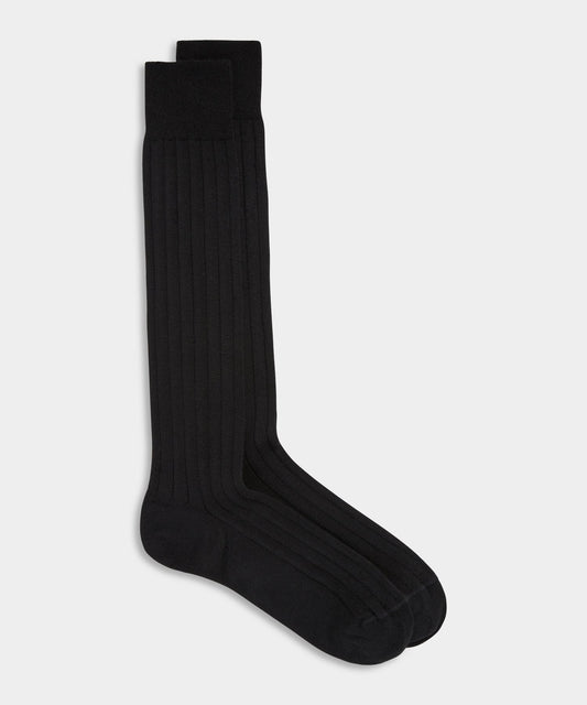 Todd Snyder Cotton Dress Sock in Black Black